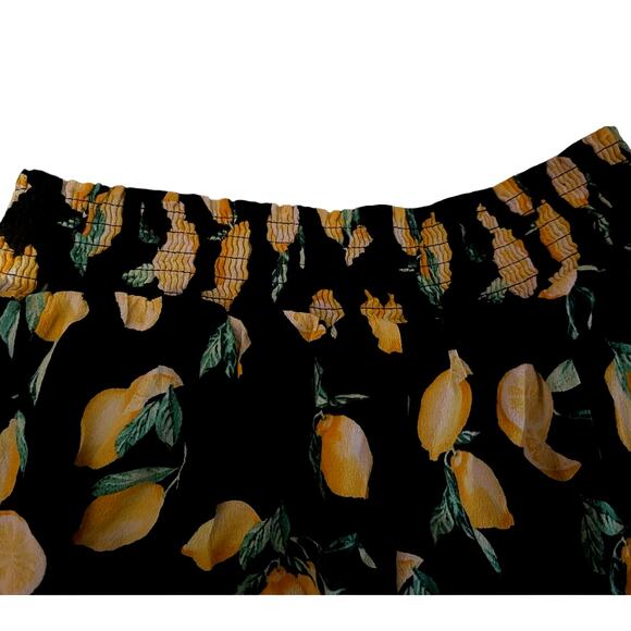 PINK VICTORIA'S SECRET SMOCKED WAIST LEMON PRINT SHORTS LARGE BLACK YELLOW - Picture 3 of 11